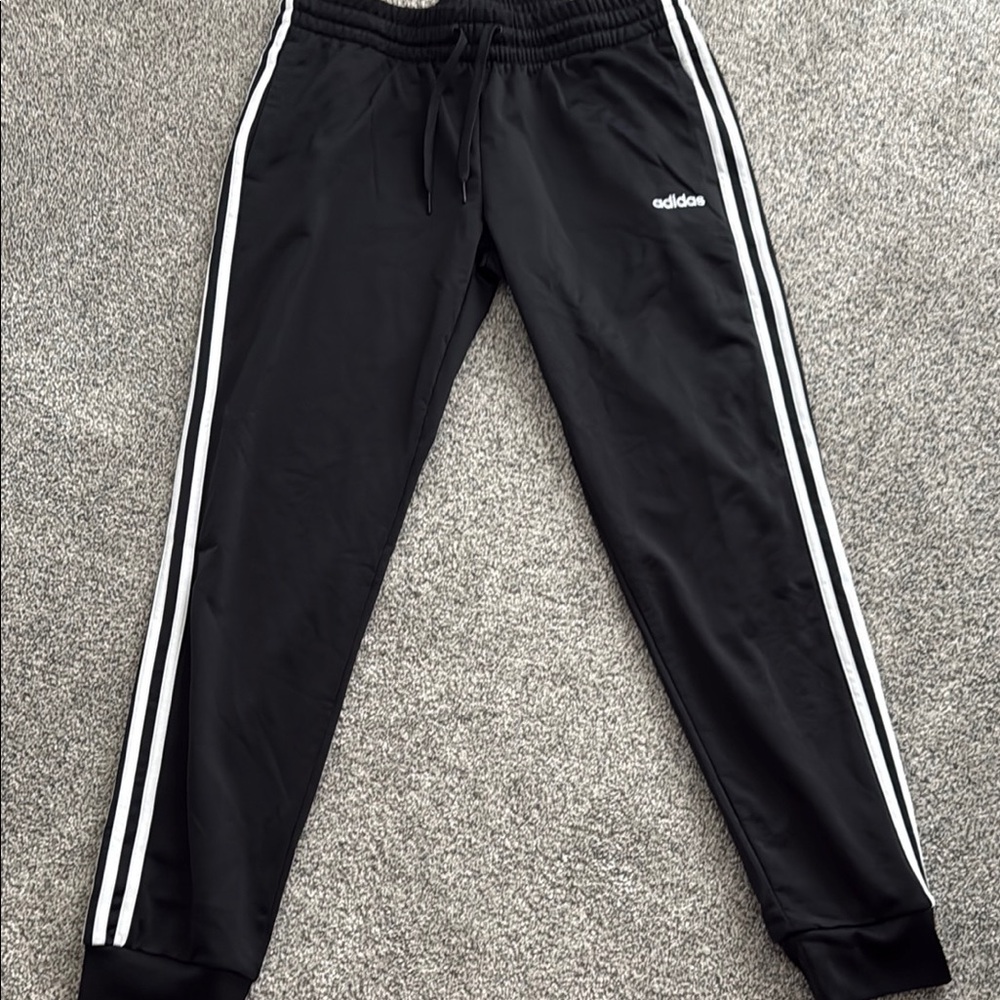Women’s Adidas Black and White Jogger Sweatpants with Three Stripes